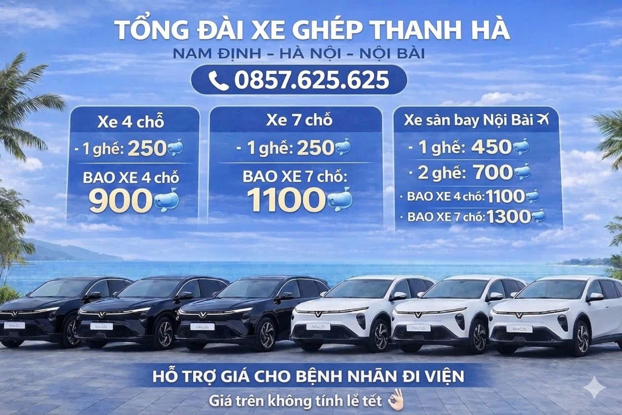 Xe ghép Hà Nam - Hà Nội - Nội Bài